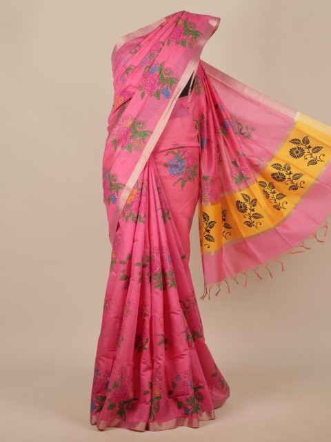 

Pothys Pink & Green Floral Saree