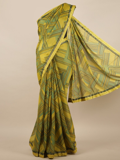 

Pothys Green & Brown Poly Chiffon Saree