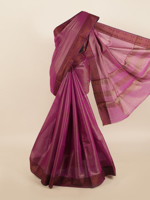 

Pothys Violet & Gold-Toned Cotton Blend Saree