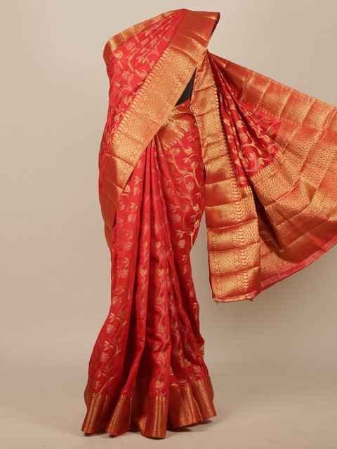 

Pothys Red & Golden Ethnic Motifs Jute Silk Saree