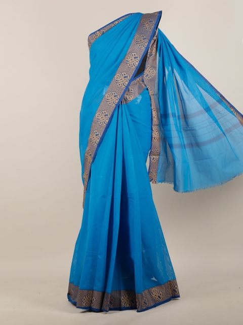 

Pothys Blue & Gold-Toned Pure Cotton Saree