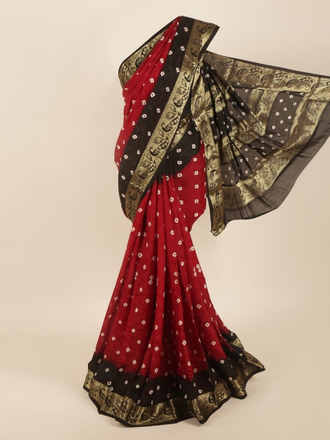 

Pothys Maroon & Black Bandhani Zari Art Silk Saree