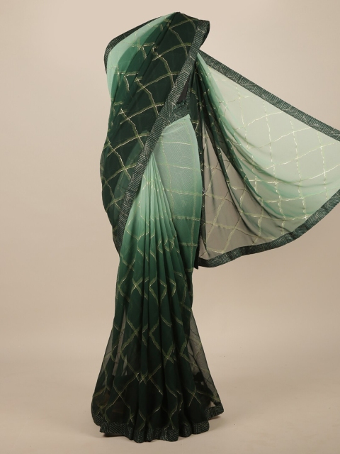 

Pothys Green & Gold-Toned Poly Chiffon Saree