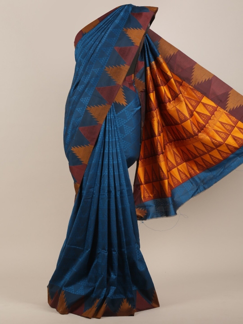 

Pothys Blue & Mustard Art Silk Saree