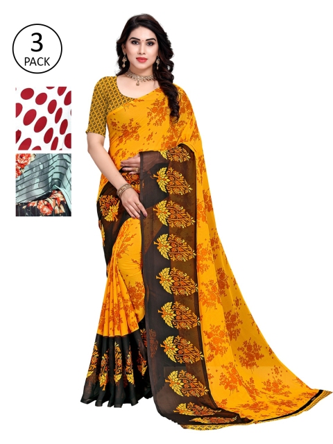 

KALINI Red & White Pack of 3 Saree