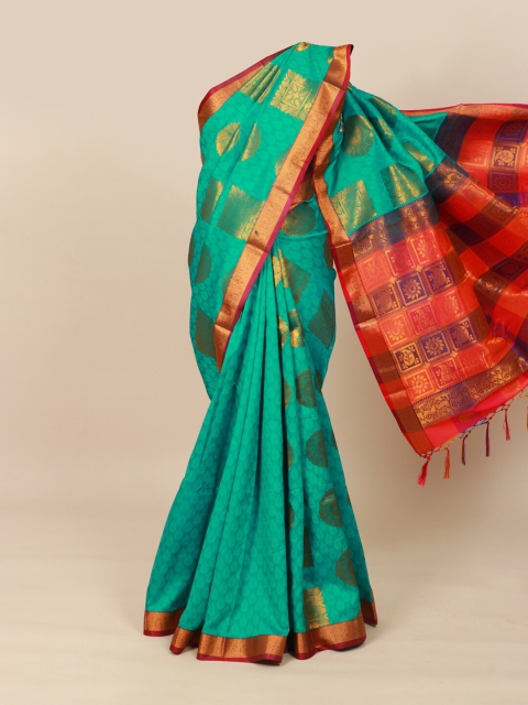 

Pothys Green & Pink Ethnic Motifs Zari Art Silk Saree