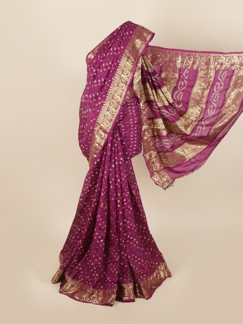 

Pothys Purple & Green Bandhani Art Silk Saree