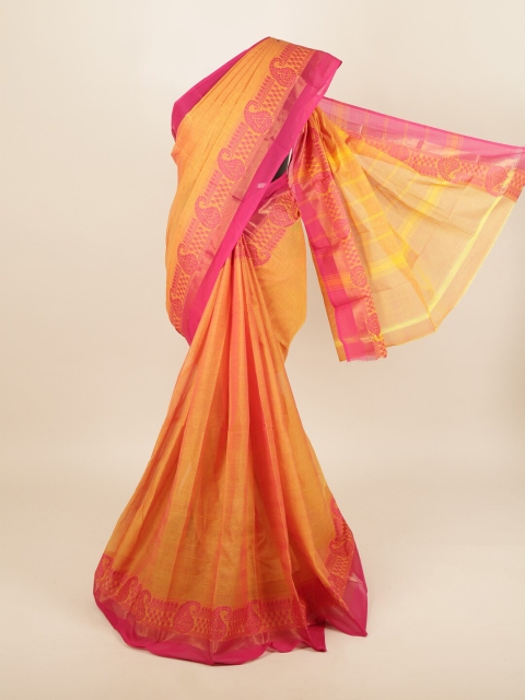 

Pothys Women Orange Pure Cotton Solid Saree