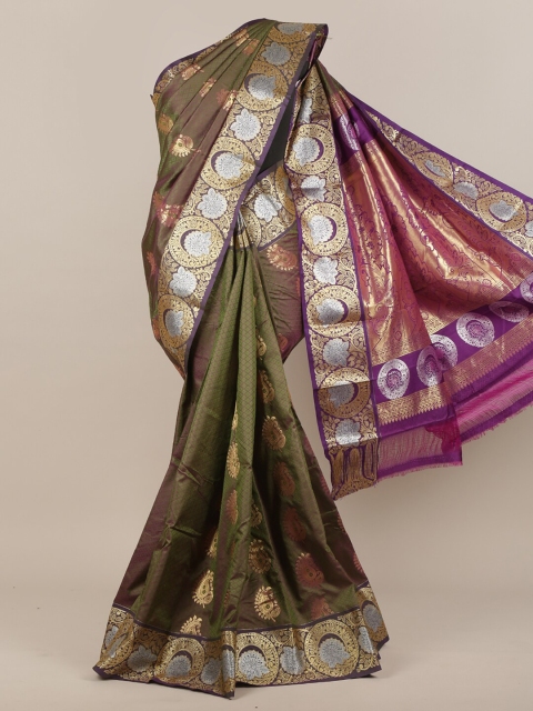 

Pothys Green & Purple Woven Design Zari Art Silk Saree