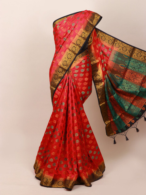 

Pothys Pink & Black Woven Design Zari Art Silk Saree