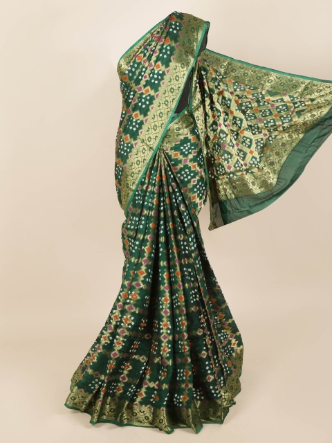

Pothys Green & Gold-Toned Woven Design Zari Art Silk Saree