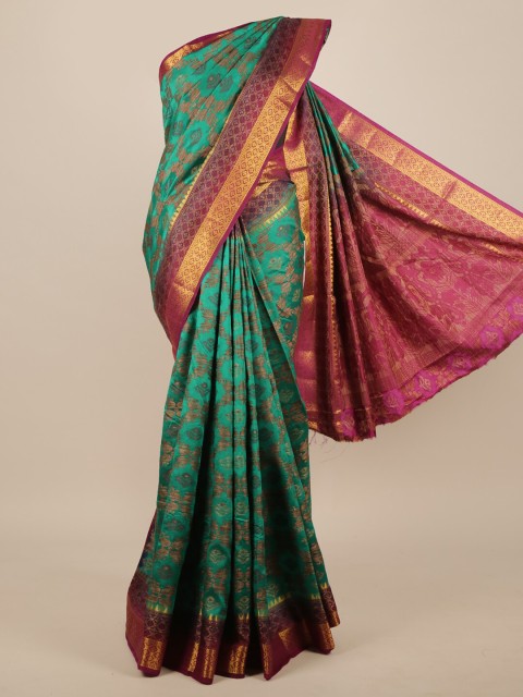 

Pothys Green & Magenta Woven Design Jute Silk Saree