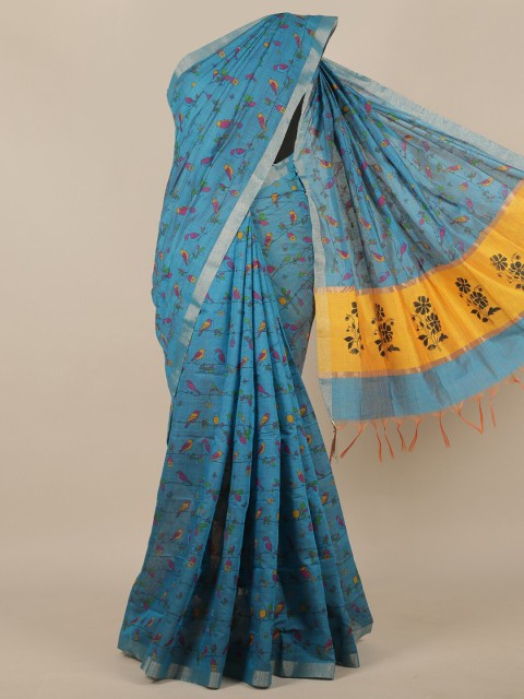 

Pothys Blue & Yellow Silk Cotton Saree