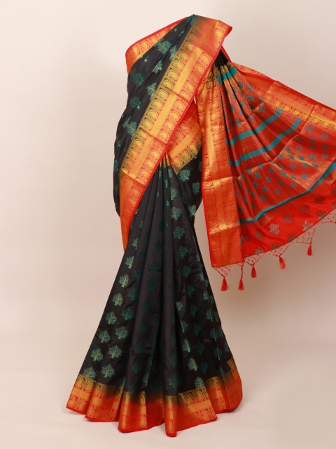 

Pothys Black & Red Ethnic Motifs Zari Art Silk Saree