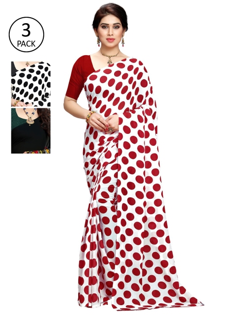 

KALINI Pack Of 3 Printed Saree, White