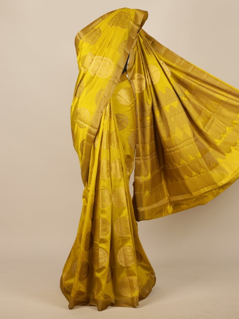 

Pothys Yellow & Gold-Toned Ethnic Motifs Zari Jute Silk Saree