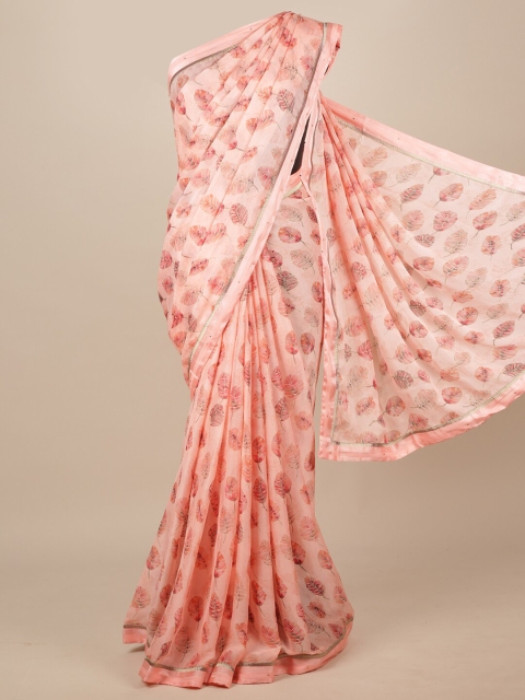 

Pothys Peach-Coloured Floral Saree