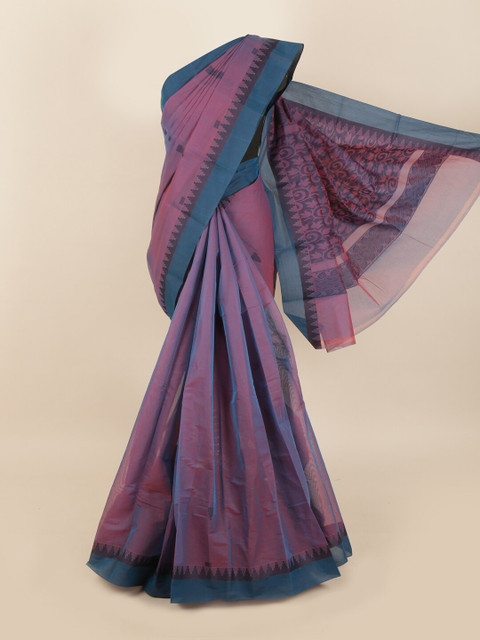

Pothys Violet & Blue Cotton Blend Saree