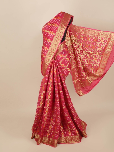 

Pothys Pink & Gold-Toned Woven Design Art Silk Saree