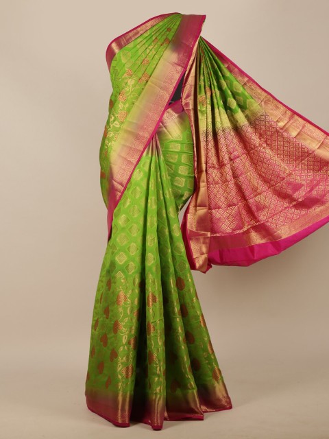

Pothys Green & Pink Woven Design Jute Silk Saree