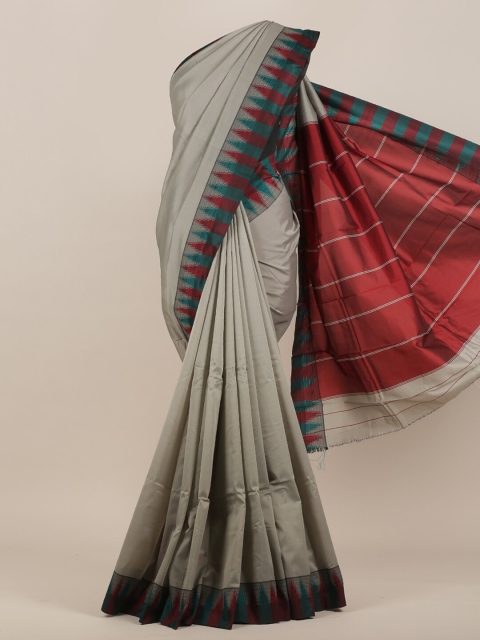 

Pothys Grey & Red Art Silk Saree