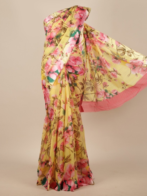 

Pothys Yellow & Pink Floral Saree