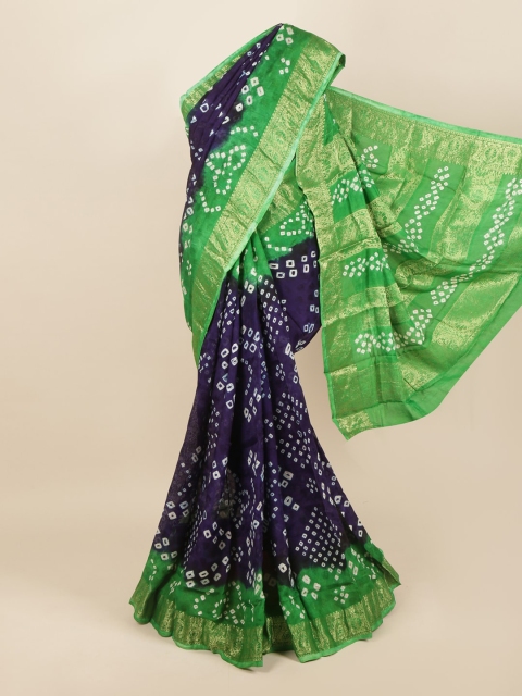 

Pothys Blue & Green Bandhani Zari Art Silk Saree