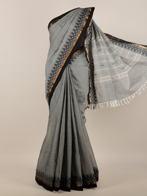 

Pothys Grey & Black Ethnic Motifs Zari Pure Cotton Saree
