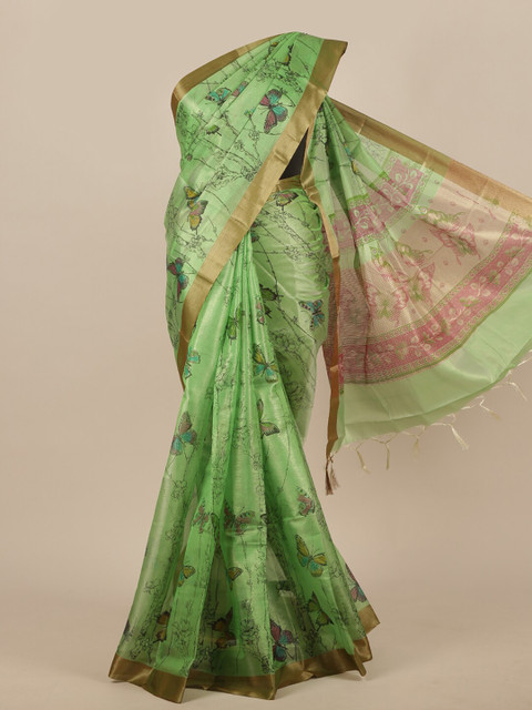 

Pothys Green & Black Printed Saree