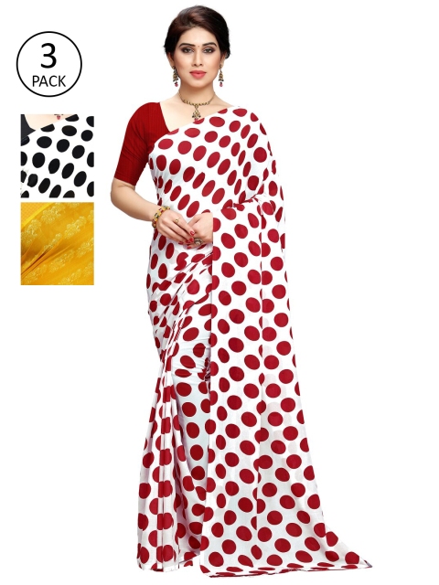 

KALINI Pack of 3 Multi Coloured Printed Sarees