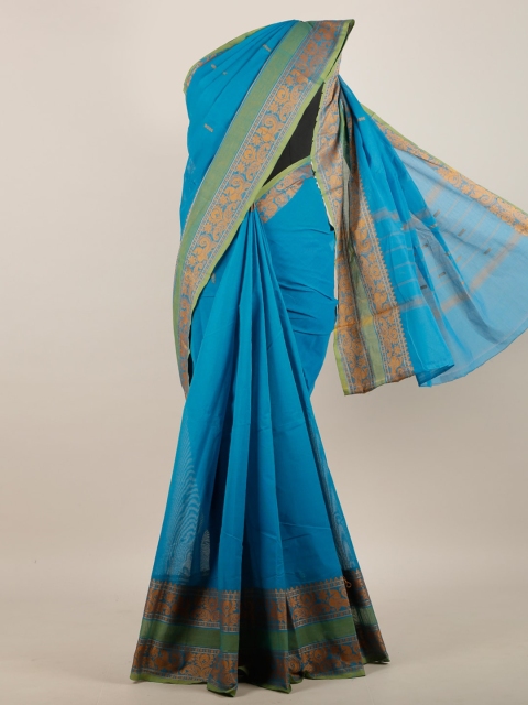 

Pothys Blue & Green Ethnic Motifs Pure Cotton Saree