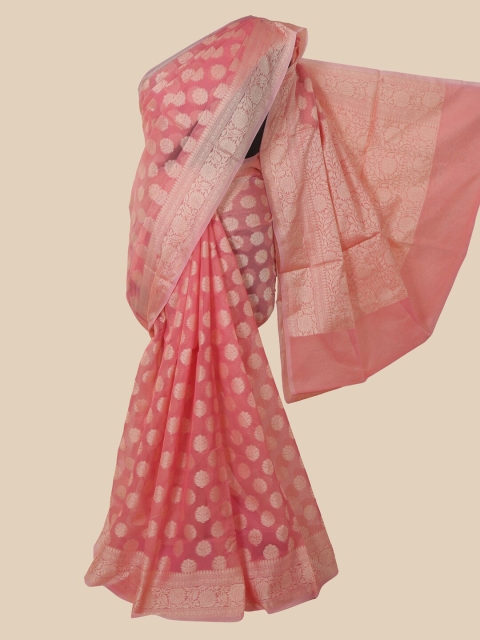 

Pothys Pink & Gold-Toned Woven Design Saree