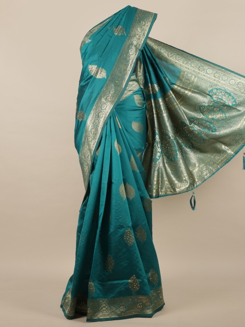 

Pothys Green & Beige Woven Design Jute Silk Ready to Wear Saree