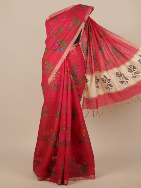 

Pothys Magenta & Green Floral Saree