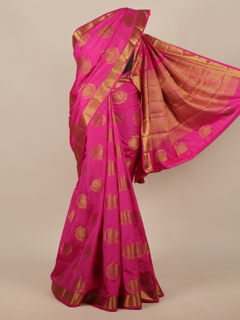 

Pothys Magenta & Golden Woven Design Jute Silk Saree