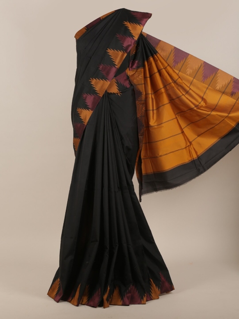 

Pothys Black & Rust Brown Art Silk Saree