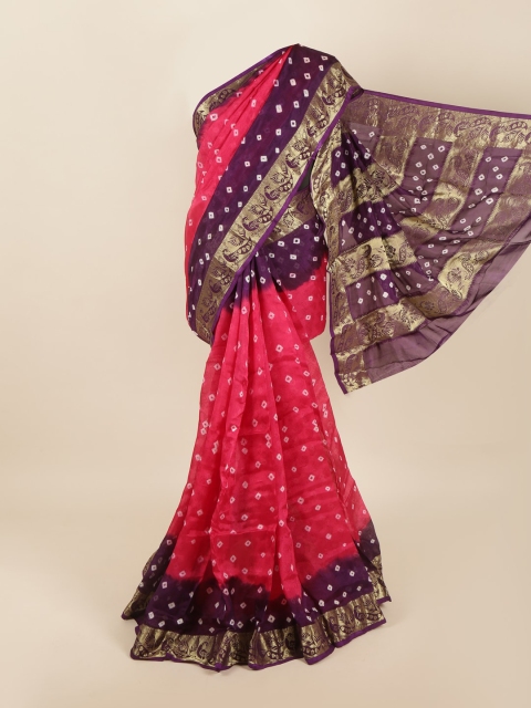 

Pothys Pink & Purple Bandhani Zari Art Silk Saree