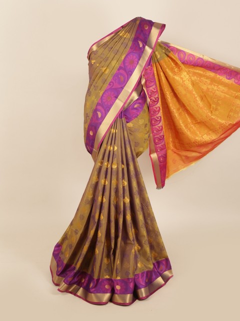 

Pothys Brown & Purple Woven Design Silk Blend Saree