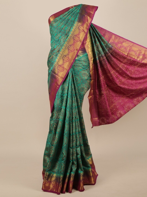 

Pothys Green & Purple Ethnic Motifs Jute Silk Saree