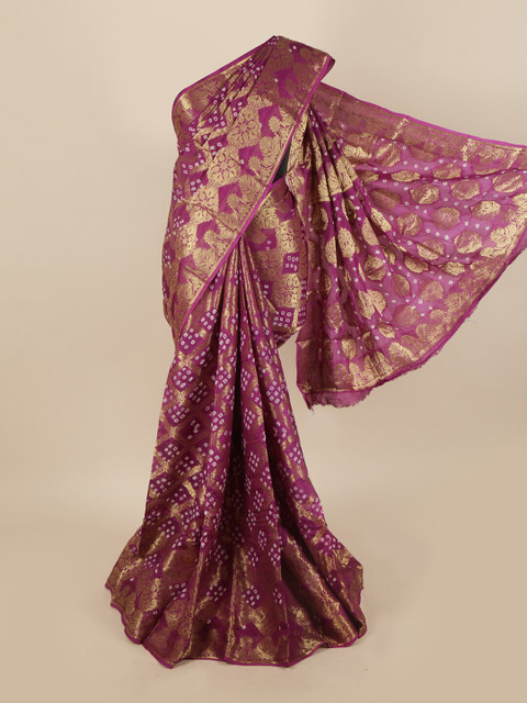 

Pothys Violet & Gold-Toned Woven Design Art Silk Saree