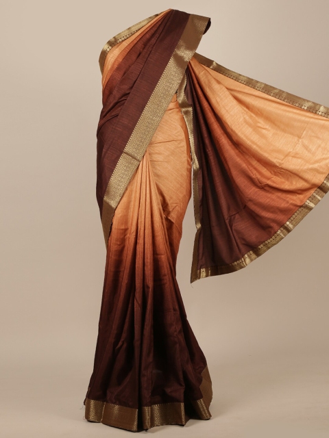 

Pothys Brown & Peach-Coloured Ombre Zari Jute Silk Saree