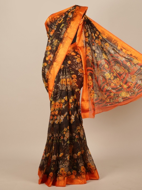 

Pothys Brown & Orange Floral Saree