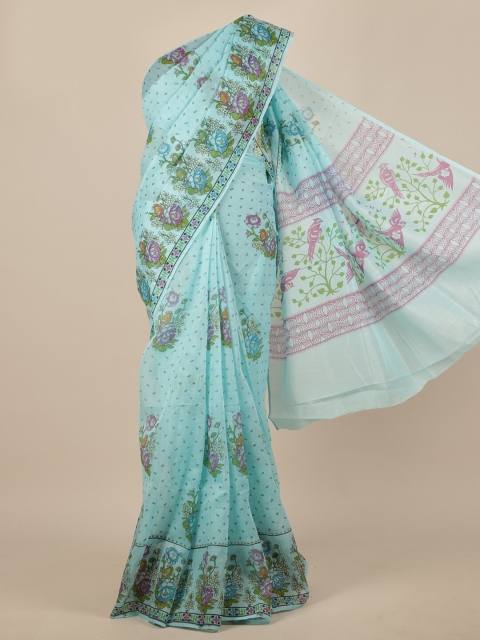 

Pothys Blue & Green Floral Saree