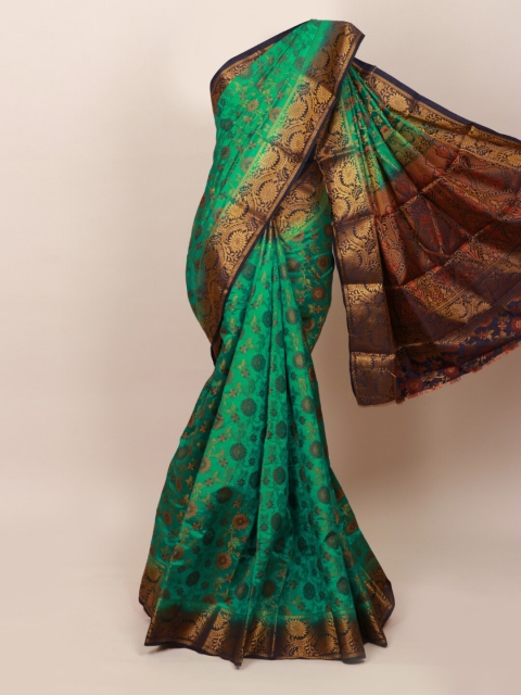 

Pothys Green & Gold-Toned Ethnic Motifs Zari Art Silk Saree