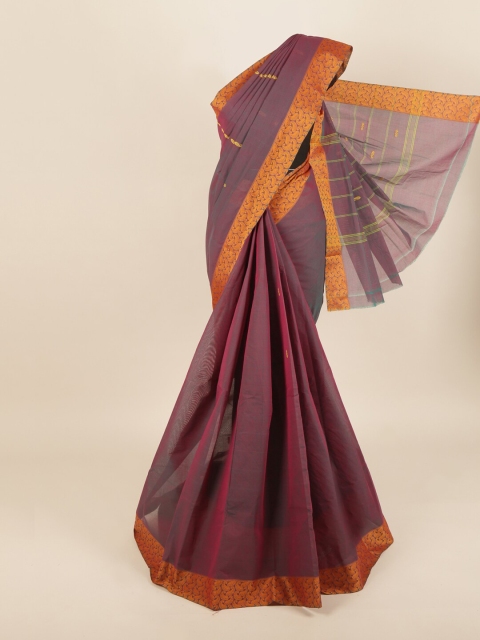 

Pothys Violet & Gold-Toned Woven Design Pure Cotton Saree