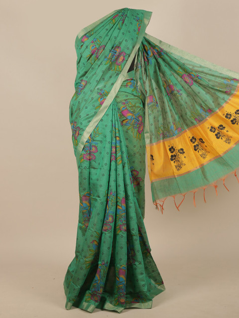 

Pothys Green & Pink Floral Saree