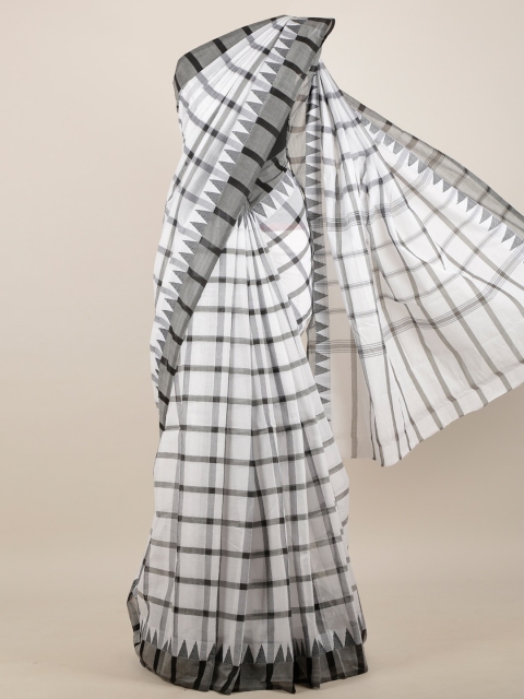 

Pothys White & Grey Checked Pure Cotton Saree