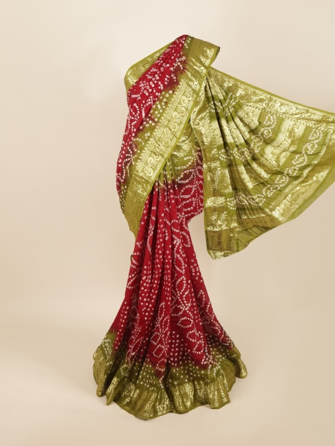 

Pothys Maroon & Green Bandhani Zari Art Silk Saree