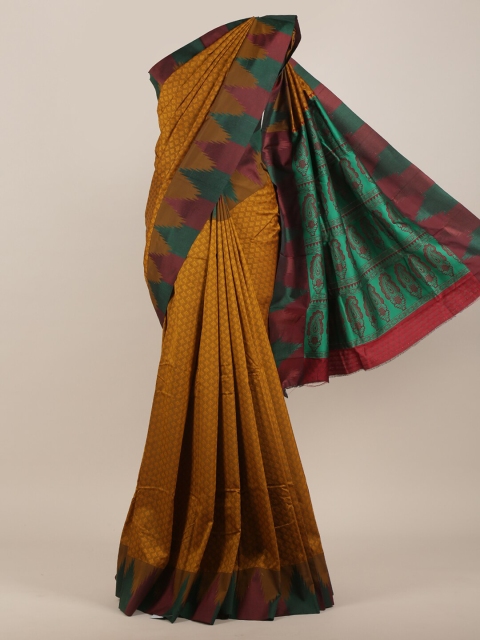

Pothys Mustard & Green Ethnic Motifs Art Silk Saree