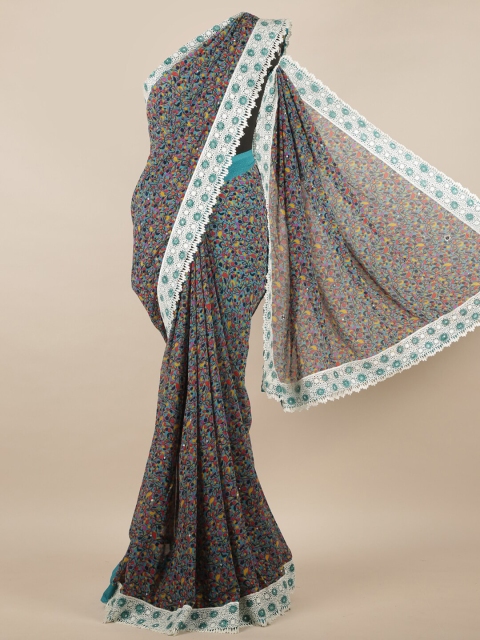 

Pothys Blue & Pink Floral Saree